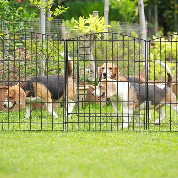 INJOPEXI Decorative Garden Fence 6 Panels 11.8ft (L)×30in (H) Garden Fence No Dig Animal Barrier Fencing with 5 Panels + 1 Gate Rustproof Metal Wire Temporary Dog Fence Border for Patio Outdoor Yard