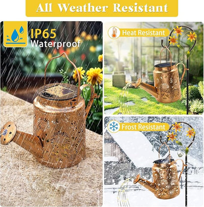 Solar Watering Can with Lights, Birthday Gifts for Christmas Mom Women, Outdoor Garden Decor Sunflower Solar Garden Lights for Outdoor Pathway Yard Lawn Patio Party, Waterproof Gardening Decorations