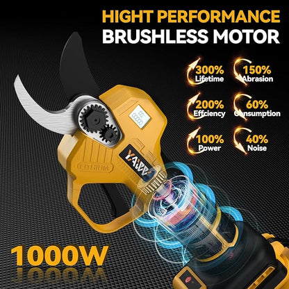 Brushless Electric Pruning Shears for DeWalt 20V Battery, Portable Cordless Pruning Shears with LCD Display＆SK5 Blades, Adjustable Cutting Diameter 0.8-1.2 Inch for Gardening Tree Pruning(NO Battery)