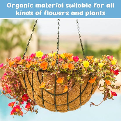 Legigo 3 Pack 8 Inch Hanging Basket Coco Liners Replacement, 100% Natural Round Coconut Coco Fiber Planter Basket Liners for Hanging Basket Flowers/Vegetables