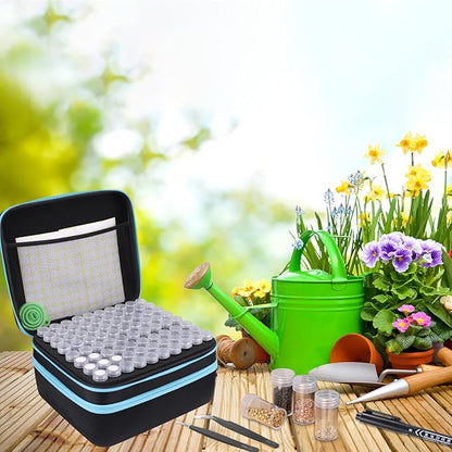 240 Slots Seed Storage Organizer Sturdy Seed Organizer Storage Box Containers Label Stickers Funnel Straight Curved Tip Tweezers for Vegetable Plants Garden