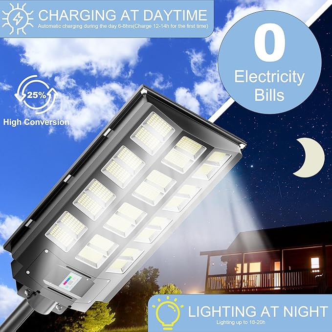 3-Pack Solar Parking Lot Light - 8000W Solar Street Light 360000LM Dusk to Dawn Street Lights Solar Powered, IP67 Waterproof Solar Wide Angle Lamp with Motion Sensor for Yard, Road