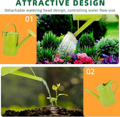 Galvanized Watering Can for Outdoor Indoor Plants, 1.7 Gallon Green Decorative Countryside Style Water Can with Removable Spout, Metal Watering Can for Indoor Plants and Garden Flower