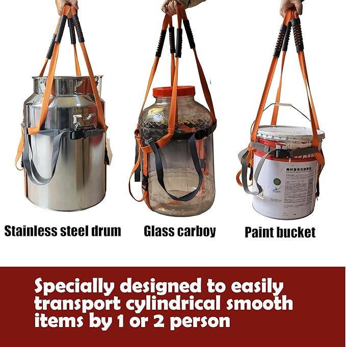 Garden Flower Pots Pot Moving Strap,with Handle,Landscaping Lifting Straps, Move Heavy Flower Pots, Planters, Trees, Rocks,Pot Tool,Up to 200 lbs,Gray Orange,Middle and Small