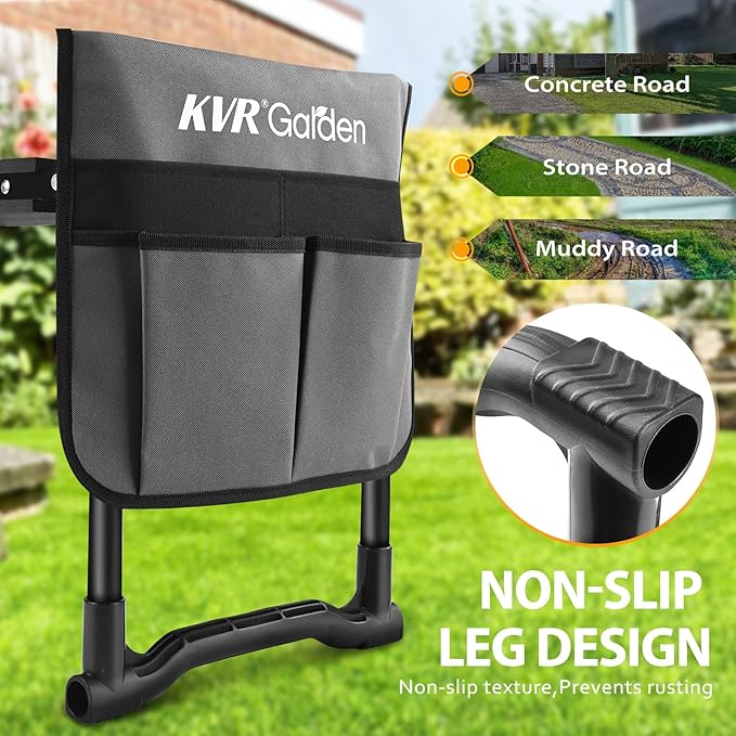KVR Garden Kneeler Seat Heavy Duty, Upgraded Garden Bench Widened 10.2", Anti-Rust & Anti-Wear, Foldable Gardening Stool Prevents Back Pain Knees, Gift for Women Men, Seniors, Mom, Dad