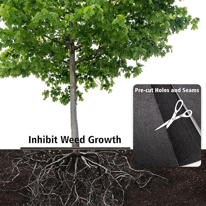 32.5 Inch Non-Woven Tree Mulch Ring,Reusable Tree Weed Barrier Mat,Degradable Tree Mulch Used to inhibit Weed Growth and Landscape Weed Control Plant Root Protection (6Pack)