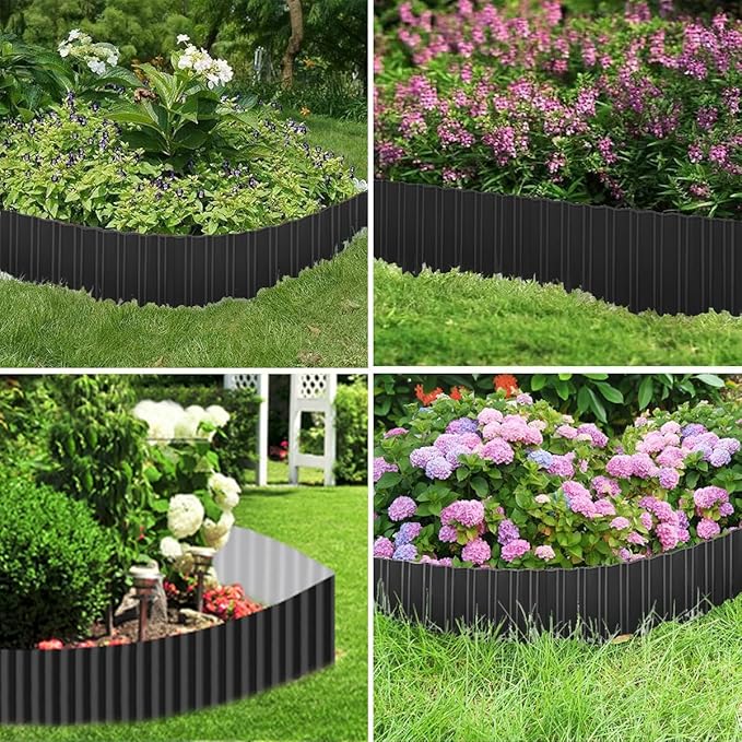 8IN x 20FT Corrugated Metal Garden Edging Borders,Sturdy Landscape Edging Border Galvanized Lawn Edge Garden Fence for Flower Bed,Tree,Grass,Paver