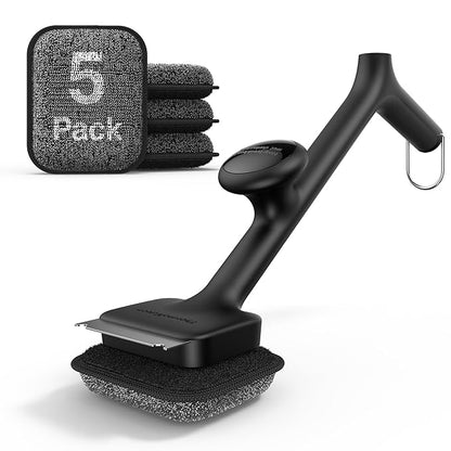 ThermoMaven BBQ Grill Brush Bristle Free - 17" Safe Steam Grill Cleaner Brush with Scraper and 5 Brush Heads for Porcelain/Gas/Charcoal Grill Outdoor Grill Barbecue Cleaner