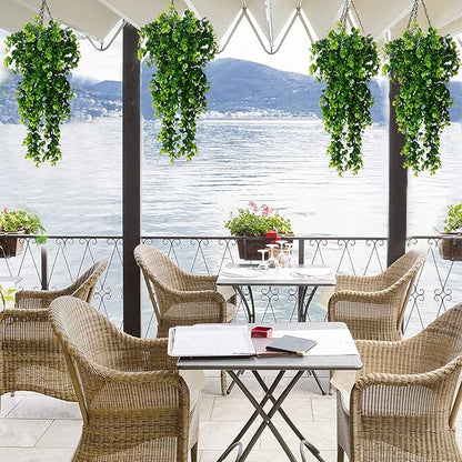 Hanging Fake Plants,4 Pcs Faux Eucalyptus Leaf Greenery Vine Plant Faux Plants Fake Ivy Room Decor Home Garden Wedding Party Indoor Outdoor Decorations (Vine)