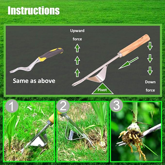 4 Pack Hand Weeder Tool Garden Weeding Tools, Gardening Weed Puller, Weeding Tools with Manual Weed Puller Bend-Proof, Shovel and Gloves for Garden Lawn Yard Farmland Transplant
