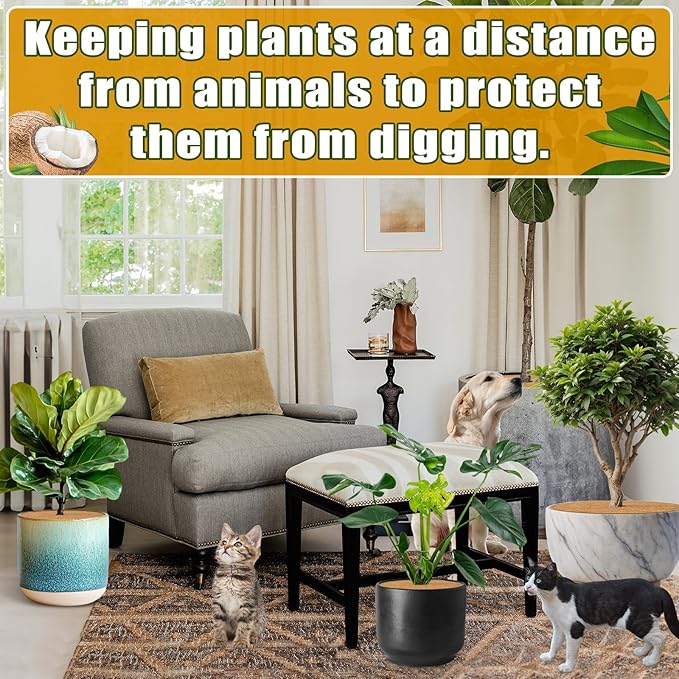 ZeeDix 6 Pack Coconut Fiber Mulch Ring, 18 Inch Coco Coir Tree Ring Mulch Mat, 100% Natural Tree Protector Mat Plant Cover Ring Coconut Coir Discs Tree Mats Mulch Rings for Indoor Outdoor Trees Plants