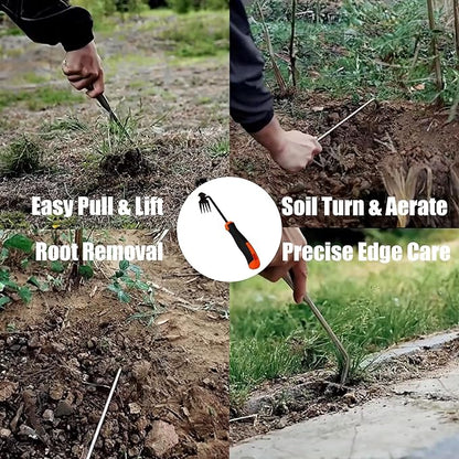 Hand Weed Puller Dual-Action 4-Claw Weeder with Ergonomic Grip Garden Tool for Efficient Root Removal Precision Weed Extraction Ideal for Garden Enthusiasts