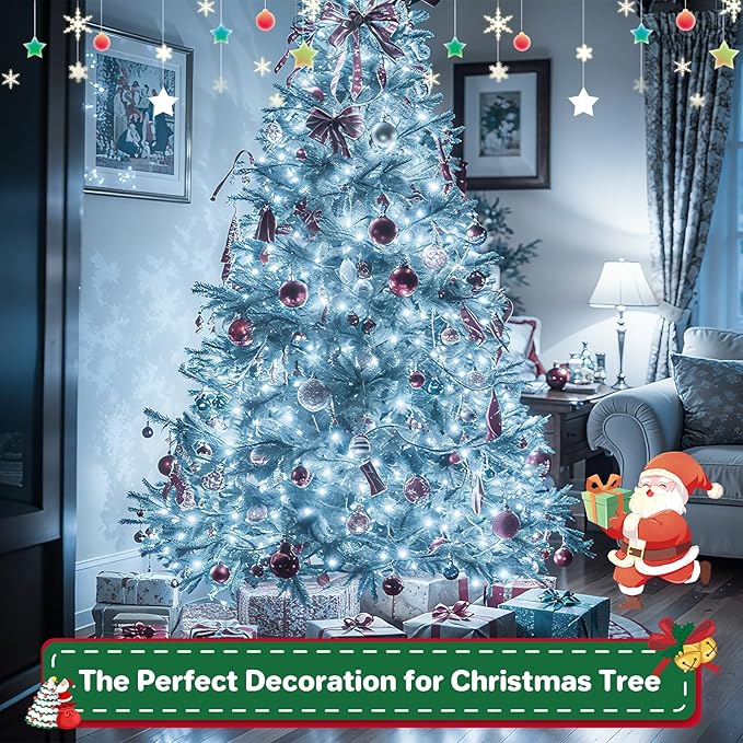 Christmas Cluster Lights Plug-in -52FT 800 LED Firecrackers String Lights,8 Modes Timer Waterproof Twinkle Fairy Lights for Christmas Tree Garland Party (Cool White)