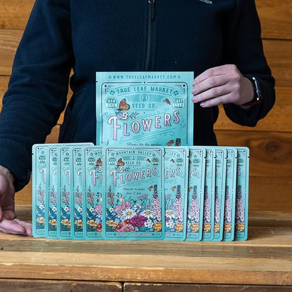 Flower Garden Seed Collection - 12 Varieties of Flower Seeds for Planting, ~6,000 Seeds - Includes Zinnia, Marigold, Poppy, Cosmos, Sunflower, Painted Daisy, Nasturtium, Lavender, Calendula & More