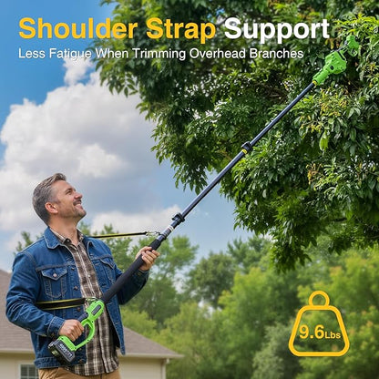 2-in-1 Electric Pruning Shears Cordless: 1.6" Cutting Diameter Brushless Pole Pruner - 2 x 4.0Ah Batteries, Extra SK5 Blade, 4 Cutting Modes Branches Cutter for Flower Tree Trimming