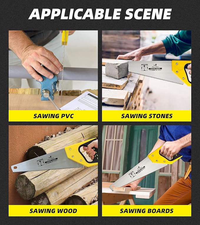 DOWELL 14 in Hand Saw - 11 TPI Fine Cuts Wood Saw Perfect for Sawing, Trimming, Gardening, Cutting Wood, Drywall, Plastic Pipes, Sharp Blade