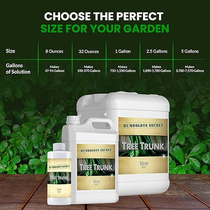 Humboldts Secret Tree Trunk | Potassium Silicate Additive | Liquid Fertilizer for Thicker Stalks, Stress Resistance & Branch Development | Indoor & Outdoor Plant Food, Hydroponic Nutrients, 5 Gallon