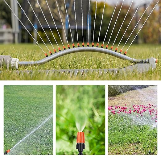 MSDADA 100pcs Micro Spray Adjustable Flow Irrigation Drippers, Garden Adjustable Sprinkler drip Irrigation Mister Heads with 3 Tee Irrigation Misting Drip Kit (Orange)
