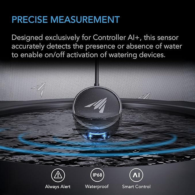 AC Infinity Water Detection Sensor Exclusively for AI Controllers, Monitor Presence of Water in Gardens, Grow Tents, Grow Spaces, Suction and Magnetic Mounting, IP68 Seal Protection