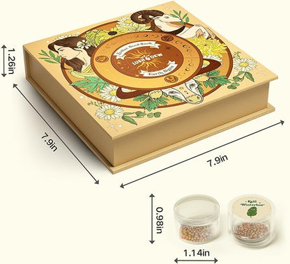 LUSH&DEW Zodiac Garden Seed Bank, 12 Varieties Non-GMO USA-Sourced Heirloom Herb Flower Seeds with Moon Calendar, Gardening Gift for Women Men, Witchcraft Supplies, Earth Sign (Taurus Virgo Capricorn)