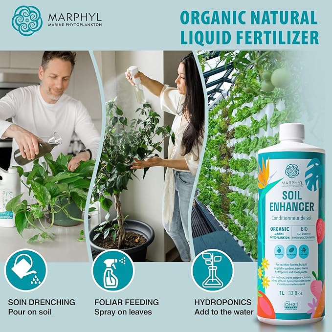 MARPHYL Organic Liquid Fertilizer - Outdoor & Indoor Plant Food - All-Purpose, Nutrient-Rich Lawn Fertilizer & Soil Enhancer for House Plants, Flowers, Vegetables, Succulents, Bamboo, Hydroponics