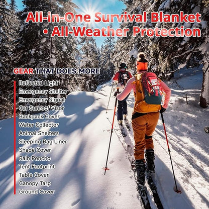 SecuCaptain Survival Emergency Thermal Blankets: 30 Pack Extra Large 84” x63” Space Mylar Blanket Kit for Outdoor Cold Winter Camping Hiking Car Bug Out Bag or First Aid