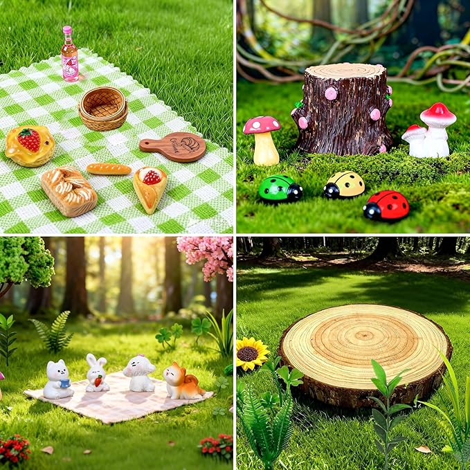 50 Pcs Fairy Garden Accessories Outdoor Kit, Mini Resin Animals Miniature Garden Figurines Set, Micro Landscape Ornaments Kit, Fake Diorama Trees for DIY Craft Succulent Decor