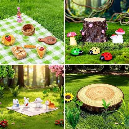 50 Pcs Fairy Garden Accessories Outdoor Kit, Mini Resin Animals Miniature Garden Figurines Set, Micro Landscape Ornaments Kit, Fake Diorama Trees for DIY Craft Succulent Decor