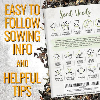 Seed Needs Sunflower Seeds for Planting The Original Crazy Blend | 1 Ounce 15+ Heirloom Varieties Open Pollinated & Untreated | Resealable Bulk Package Multicolored Blooms Flower Seeds