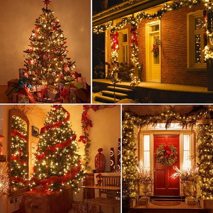 1000 LED 328ft 8 Modes with Timer Christmas String Lights IP55 Outdoor Waterproof UL Certificated Indoor Fairy Lights Garden Patio Wedding Christma Trees Parties Decoration Warm White