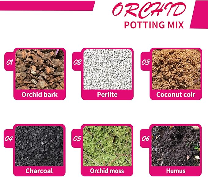 Orchid Potting Mix with Orchid Bark 1QT - New Upgraded Formula for Superior Drainage & Breathability | Premium Soil for Healthy Roots