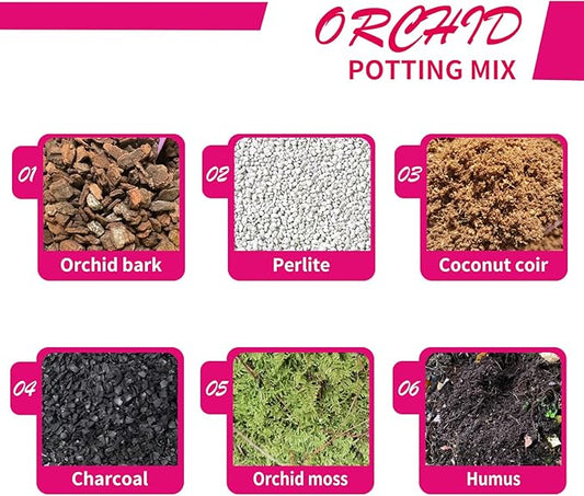 Orchid Potting Mix with Orchid Bark 1QT - New Upgraded Formula for Superior Drainage & Breathability | Premium Soil for Healthy Roots