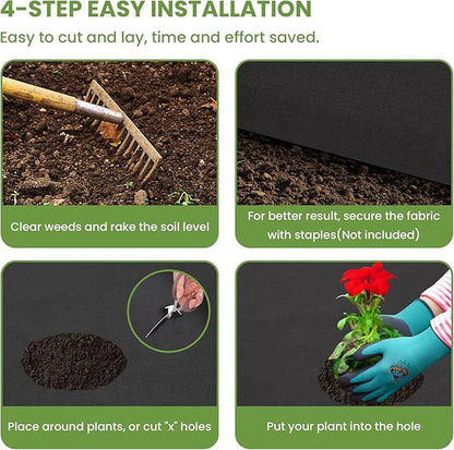 Weed Barrier Landscape Fabric | Heavy Duty Premium Weed Control Fabric -Durable & Eco-Friendly Weed Block Gardening Mat (8OZ 3x200ft, Non Woven)