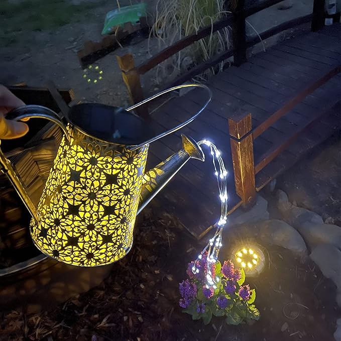 Solar Watering Can Lights,Christmas Large Retro Metal Hanging Solar Lights Outdoor Waterproof, Birthday Gifts for Women Mom Grandma Garden Decor Yard Light LED Decoration Outside for Porch Lawn Patio