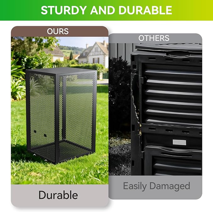 Compost Bin Outdoor - Large 93-Gal Galvanized Steel Perforated Sheet Compost Bucket with Rust-Proof Coating, Heavy-Duty & Easy Assembly, Fast Creation of Fertile Soil, for Garden, Kitchen & Yard Waste