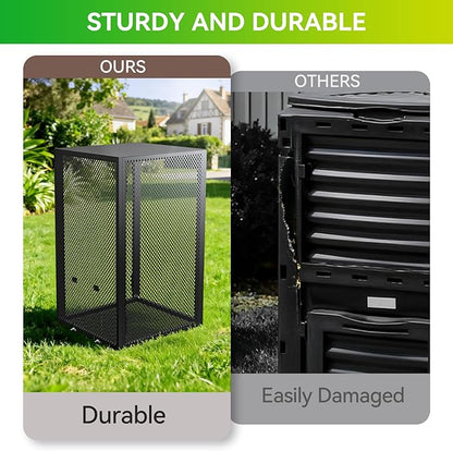 Compost Bin Outdoor - Large 93-Gal Galvanized Steel Perforated Sheet Compost Bucket with Rust-Proof Coating, Heavy-Duty & Easy Assembly, Fast Creation of Fertile Soil, for Garden, Kitchen & Yard Waste