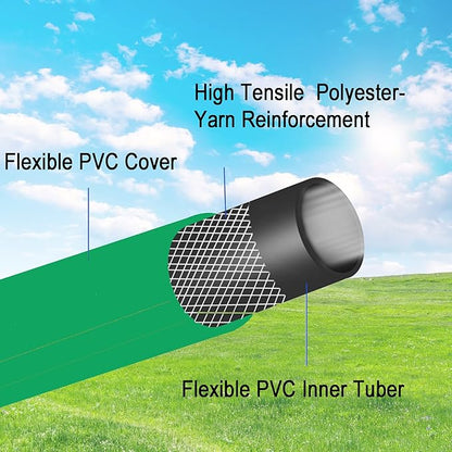 PVC Garden Hose 1/2 Inch Green Heavy Duty Water Hose with Solid Brass Fittings,No Leaking, Flexible,for outdoors,Lawns,Patio (10 FT, Green, Brass Fittings)