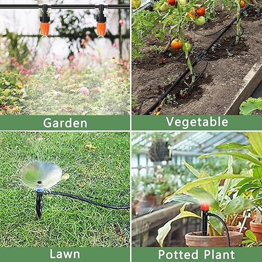 200FT+40FT Drip Irrigation System, Garden Watering System with 8/11mm Main Tubing 4/7mm Distribution Irrigation Tubing and Accessories, Irrigation System for Garden, Greenhouse, Yard, Lawn, Plant