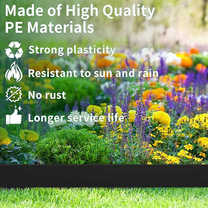 2 in x 40 Ft Garden Landscape Edging, No Dig Garden Edging Border Kit with Spikes for Flower Bed Lawn Yard Grass Black