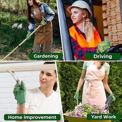 HANDLANDY Gardening Gloves for Women, Breathable Ladies Leather Garden Yard Gloves Best Gift for Gardeners