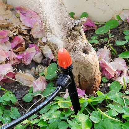 50PCS 1/4" Drip Irrigation Emitters, Kalolary Anti-Drop Locked Drip Irrigation Sprayer Parts for 4/7mm Tubing, Adjustable Micro Spray Misting Drippers with Lock for Garden Watering System (Orange)