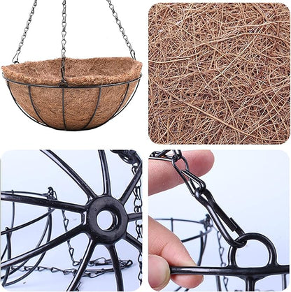 Metal Hanging Planters Basket Set of 4 Hanging Flower Pots 10 Inch Chain Round Wire Plant Holder with Coco Coir Liner Garden Watering Hanging Baskets for Patio Garden Outdoor1