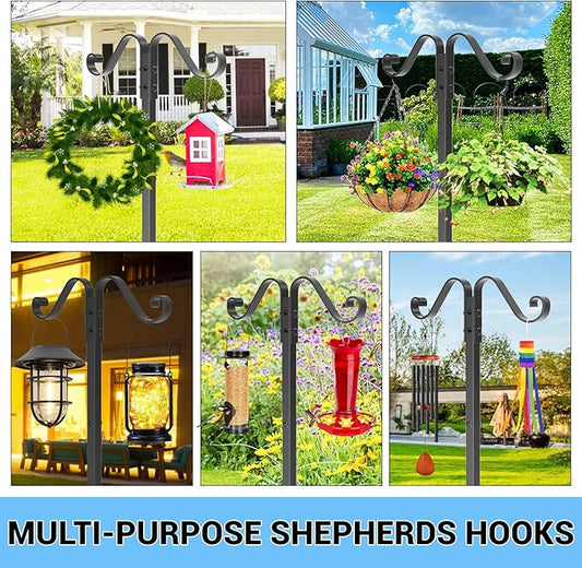Garden Hose Holder Hanger Freestanding, Upgraded 4 Spikes Heavy Duty Storage Reel Stand with Shepherds Hooks, Holds 150ft Hose for Outside Garden Yard Lawn vegetable patch