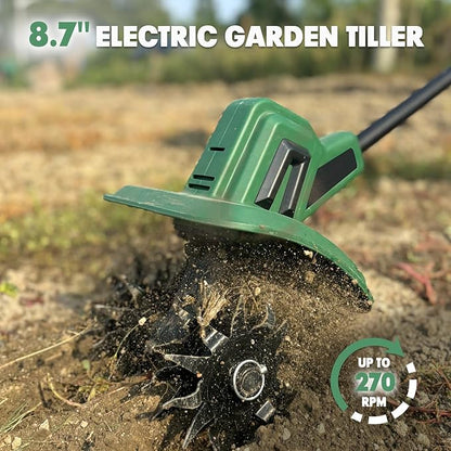 Cordless Tiller Cultivator Compatible with Makita 18V Battery(Tool Only), Electric Garden Rototiller w/270 RPM, 48 Steel Tines, 8.7" Tilling Width, 6.3" Depth, Portable Rotary Tiller for Soil