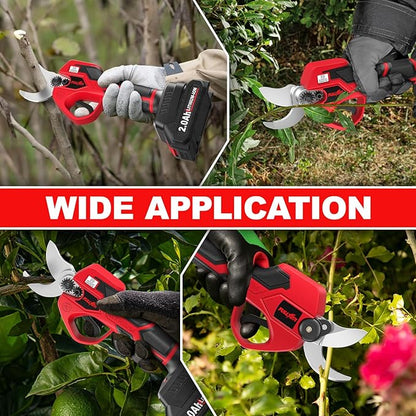 Electric Pruning Shears Cordless, 1.4" Cutting Diameter, Cordless Pruning Shear with SK5 Blades & LCD Display, Branch Cutter with 2*2.0Ah Batteries, Electric Pruners for Gardening Tree Branch