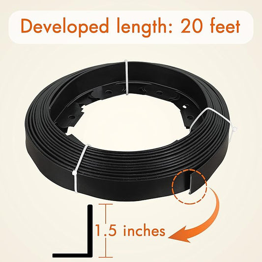 Gardzen 1.5" x 20' Landscape Edging Kit, Garden Edging Coil Comes with 24 Pcs Spikes, No Dig Lawn Border Design