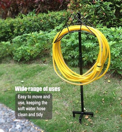 Garden Hose Holder - Free Standing Metal Water Hose Stand Heavy Duty Flexible Pipe Storage Hanger Organizer for Lawn & Yard