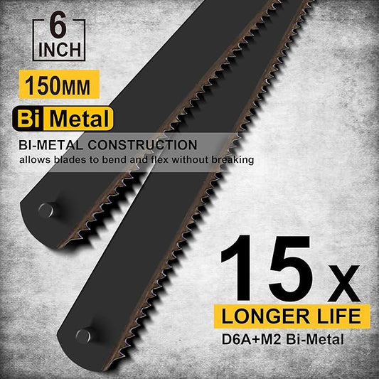 6in. Pro Bi-Metal HSS Mini Hacksaw Replacement Blades, Fine Finish Cut Hacksaw Blade Set 24 TPI 10 pk