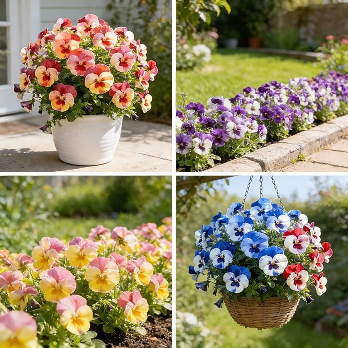 1000 Pansy Flower Seeds - Cold Tolerant Blooms in Vibrant Colors, Long Blooming Season for Garden Beds, Borders, and Containers (1000, Orange)