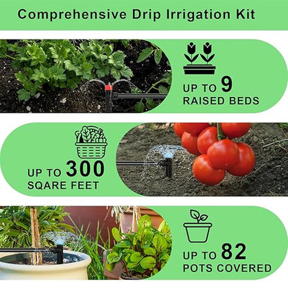 Drip Irrigation System Kit – 2025 New Quick-Connect Garden Watering System with 46FT 1/2'' Tubing Automatic Watering & Misting System for Greenhouses,Yards,Lawns,Gardens, Raised Beds